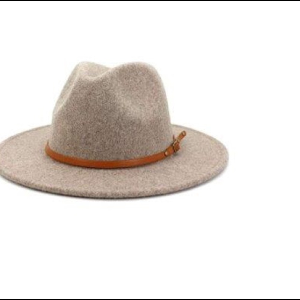 Women Belt Buckle Wool Fedora Hat